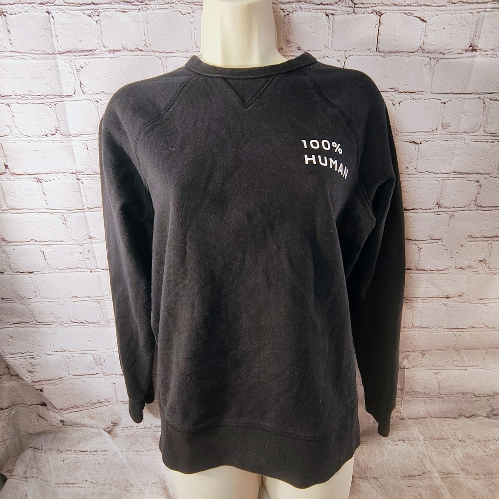 Everlane 100% Human Crew Pullover Black Sweatshirt XS Athleisure Cotton